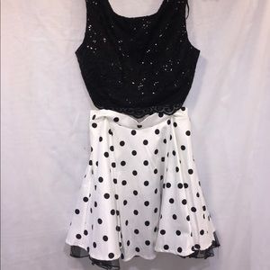 Polka dot homecoming/prom two piece dress